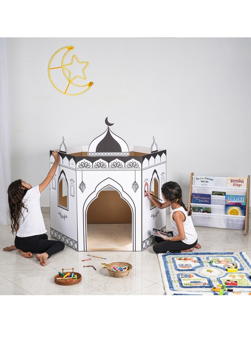 هلالفل بيت لعب من الكرتون مع خاصية التلوين على شكل مسجد من هلالفول | نشاط "اصنعه بنفسك" للأطفال | لعب خيالي | للعب الداخلي | هدية إسلامية للأطفال | لعبة تعليمية وتعلمية | سهلة التجميع - Image 5